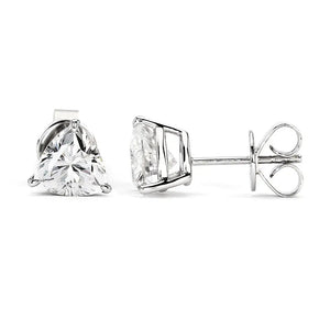 Triana Trillion Moissanite 18K Gold Stud Earrings With Basket Setting - LeCaine Gems