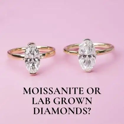 Two elegant gold rings, each featuring a prominent oval-cut gemstone that sparkles with brilliance.