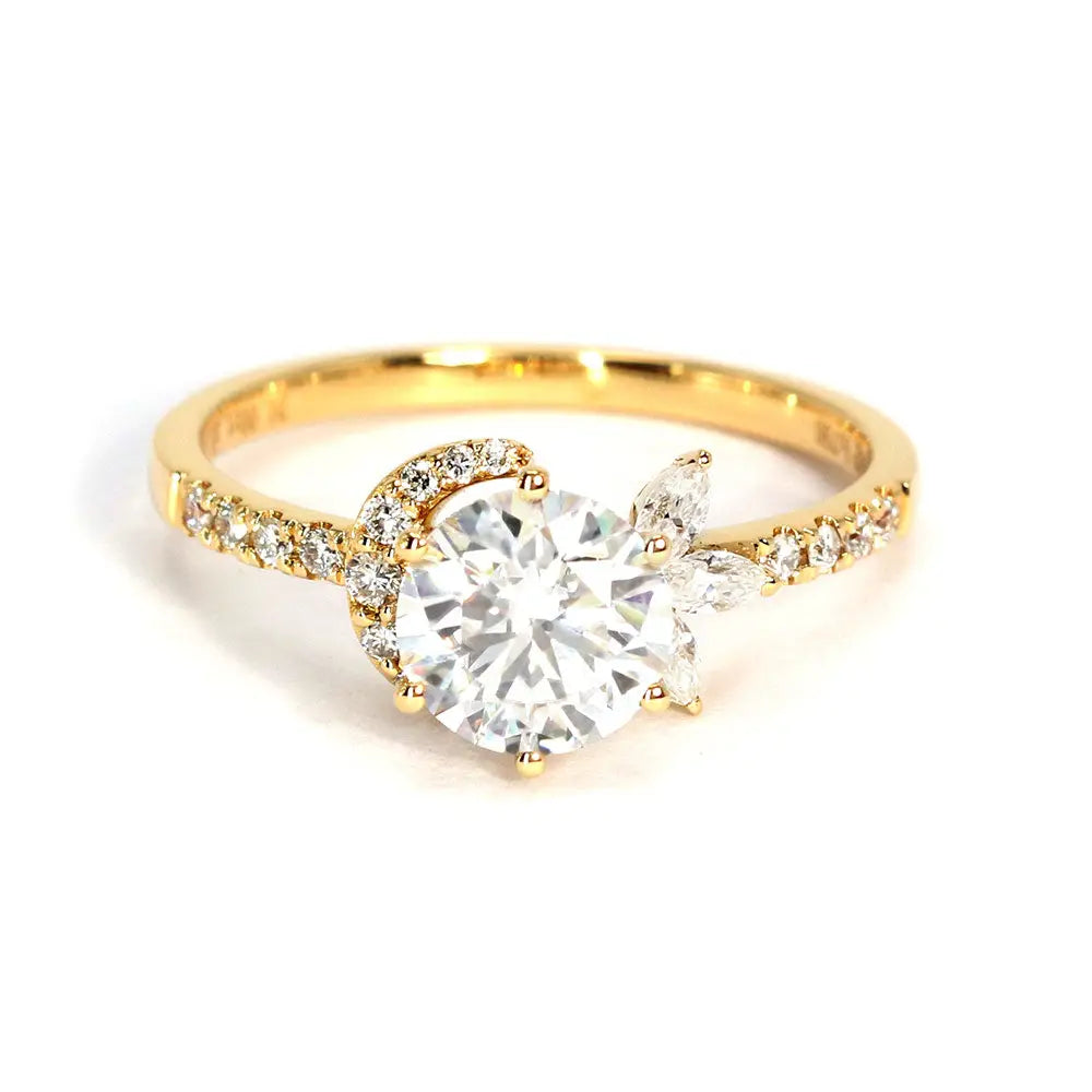 Victoria Round Moissanite Ring in 18K Gold - LeCaine Gems