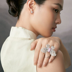 Pink Lab Grown Diamond Butterfly Ring RR-11 | Jewelry Rental - LeCaine Gems