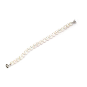 White Akoya Pearl Bracelet with Rhodium Magnetic Clasp