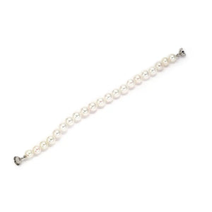 White Akoya Pearl Bracelet with Rhodium Magnetic Clasp