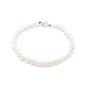 White Akoya Pearl Bracelet with Spring Hook Clasp