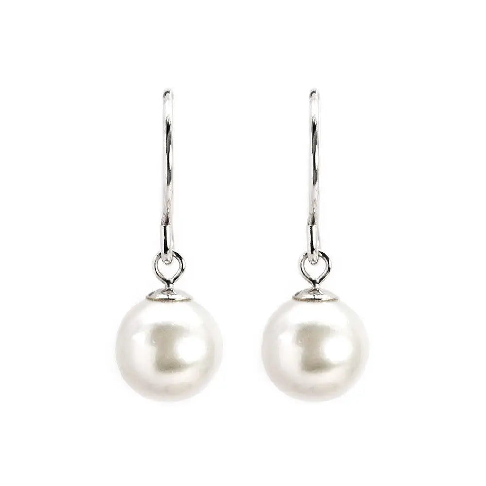 White Akoya Pearl Hook Earrings | 6.5 x 7mm - Earrings