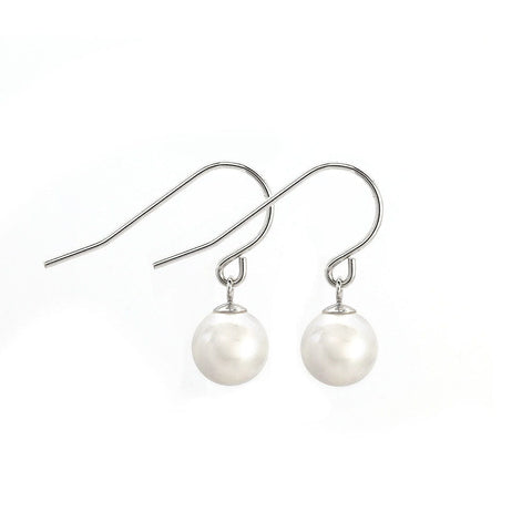 White Akoya Pearl Hook Earrings | 6.5 x 7mm - Earrings