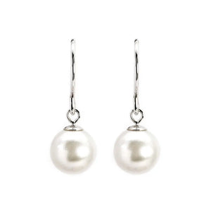 White Akoya Pearl Hook Earrings| 7.5 x 8mm - Earrings