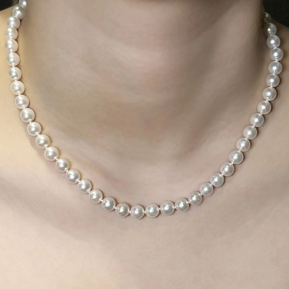 White Akoya Pearl Necklace - necklace