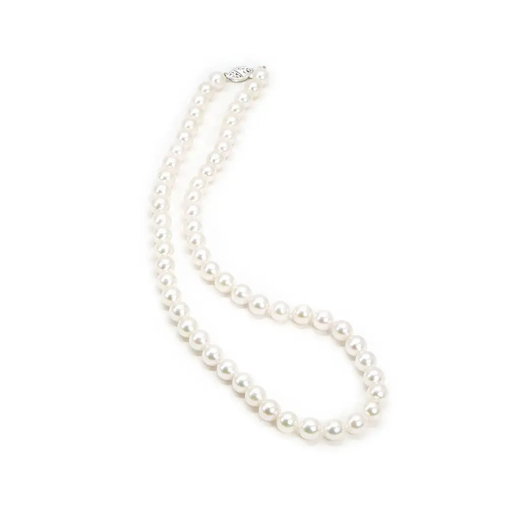 White Akoya Pearl Necklace - necklace