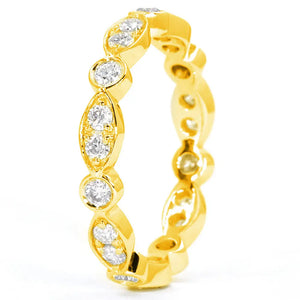 Willow Moissanite Full Eternity and Two Tone Wedding Rings in 18K gold - LeCaine Gems