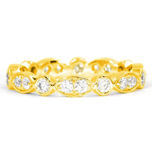 Willow Moissanite Full Eternity and Two Tone Wedding Rings in 18K gold - LeCaine Gems