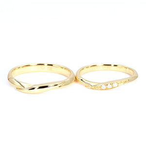 Yumiko Moissanite Matching Wedding Rings in 18K gold - LeCaine Gems