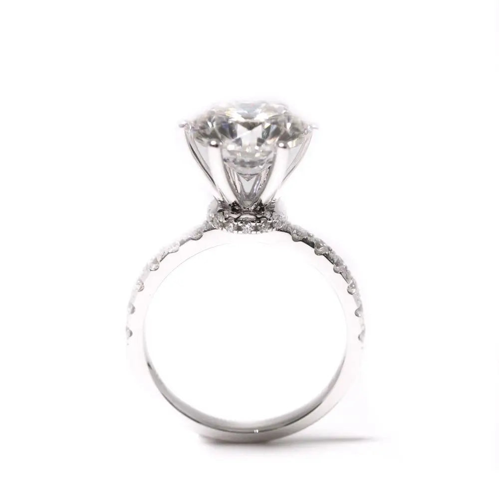 Zareena Round Moissanite Solitaire with Hidden Halo Ring in 18K gold - LeCaine Gems