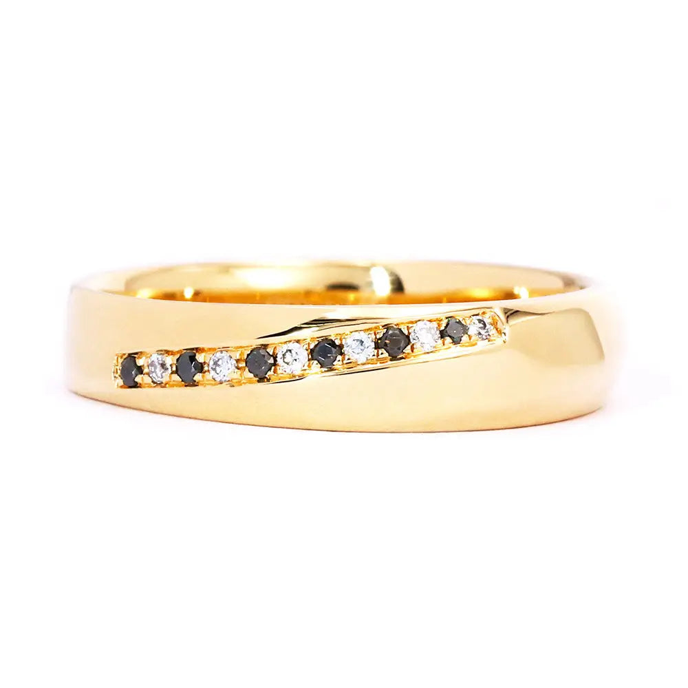 Zora Round Multicolour Moissanite Matching Wedding Rings in 18K gold - LeCaine Gems