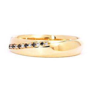 Zora Round Multicolour Moissanite Matching Wedding Rings in 18K gold - LeCaine Gems