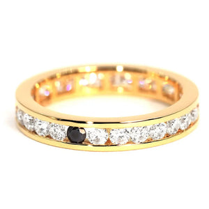 Zora Round Multicolour Moissanite Matching Wedding Rings in 18K gold - LeCaine Gems