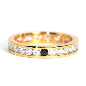 Zora Round Multicolour Moissanite Matching Wedding Rings in 18K gold - LeCaine Gems